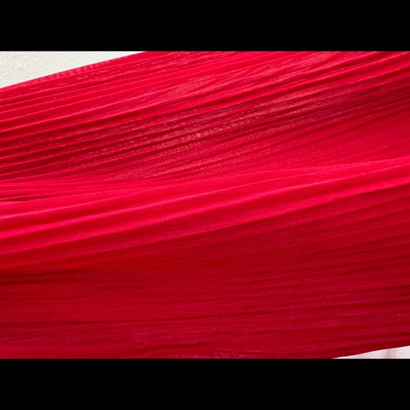 Nanette Lepore Red Ribbed A-Line Dress with Bishop Sleeves - Picture 4 of 6